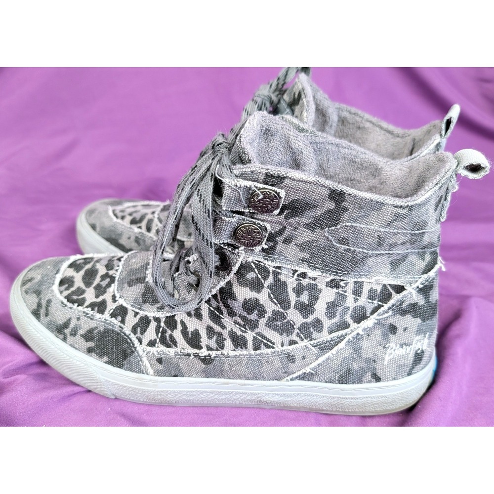 Blowfish Malibu High top Sneakers Womens 10.5 Mens 9 Leopard Print Canvas Casual
